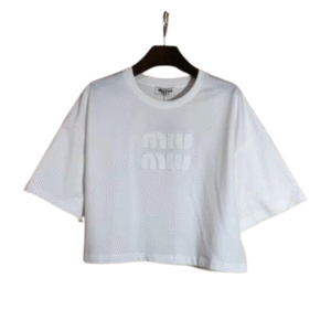 Miu Miu Cotton Logo Crop T-Shirt