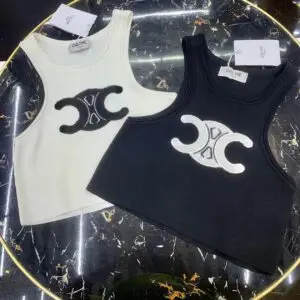 CELINE Logo Embroidered Tank Top