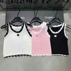 CHANEL Sparkling Silver Beaded Halter Top