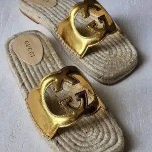 GUCCI GG Supreme Espadrille Wedge Sandals