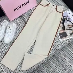 MIU MIU Robyn Wide-Leg Side-Stripe Trousers