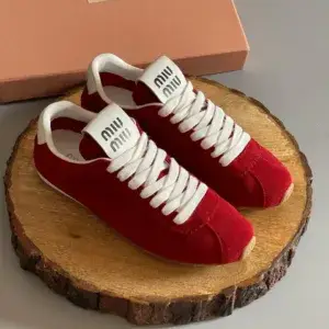 MIU MIU Scarlet Plume Suede Platform Sneakers