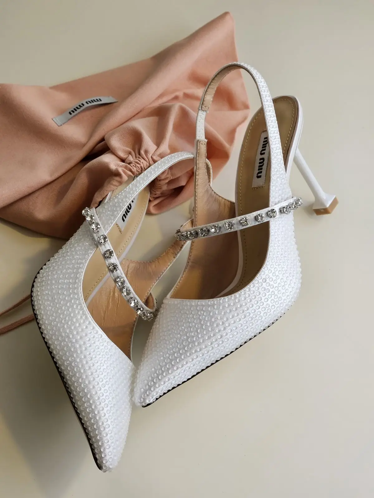 MIU MIU Crystal Slingback Pumps MIU MIU Crystal Slingback Pumps