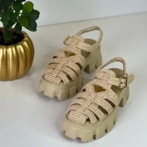 PRADA Monolith Crochet Sandals