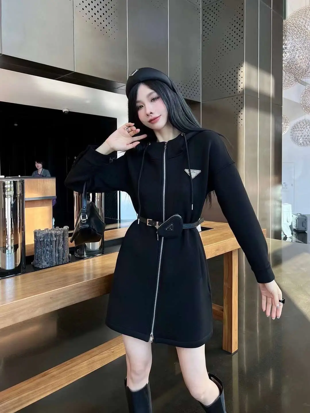 PRADA Women's Slim Hooded Dress PRADA Women's Slim Hooded Dress