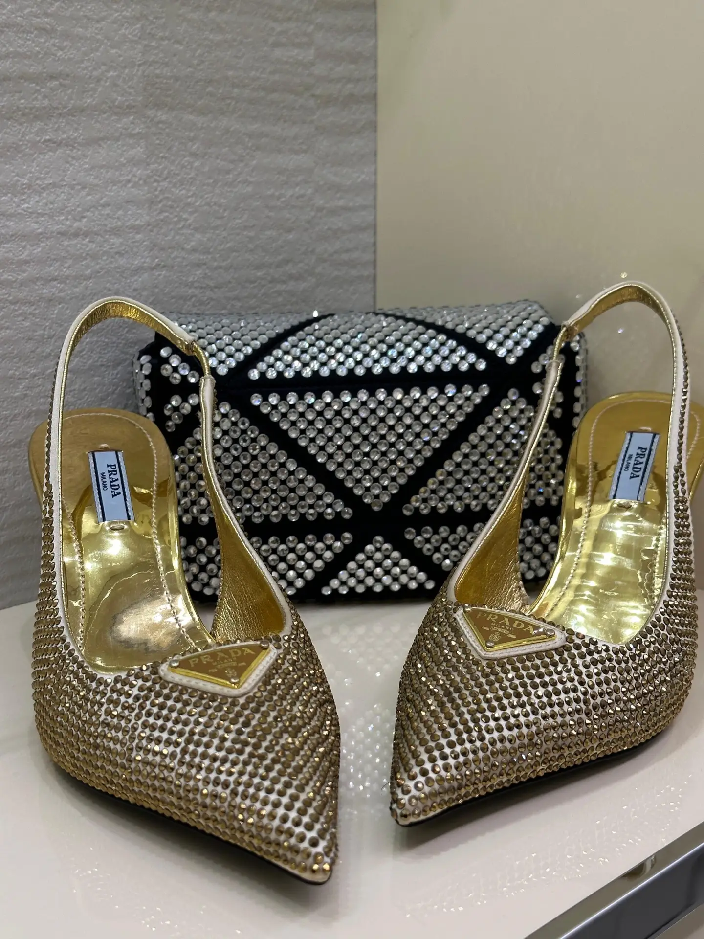 Prada Crystal Satin Slingback Heels Prada Crystal Satin Slingback Heels