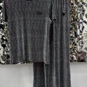 PRADA Crystal Embellished Silk Top & Pant Set