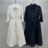 VALENTINO Long Sleeve Cotton Linen Dress