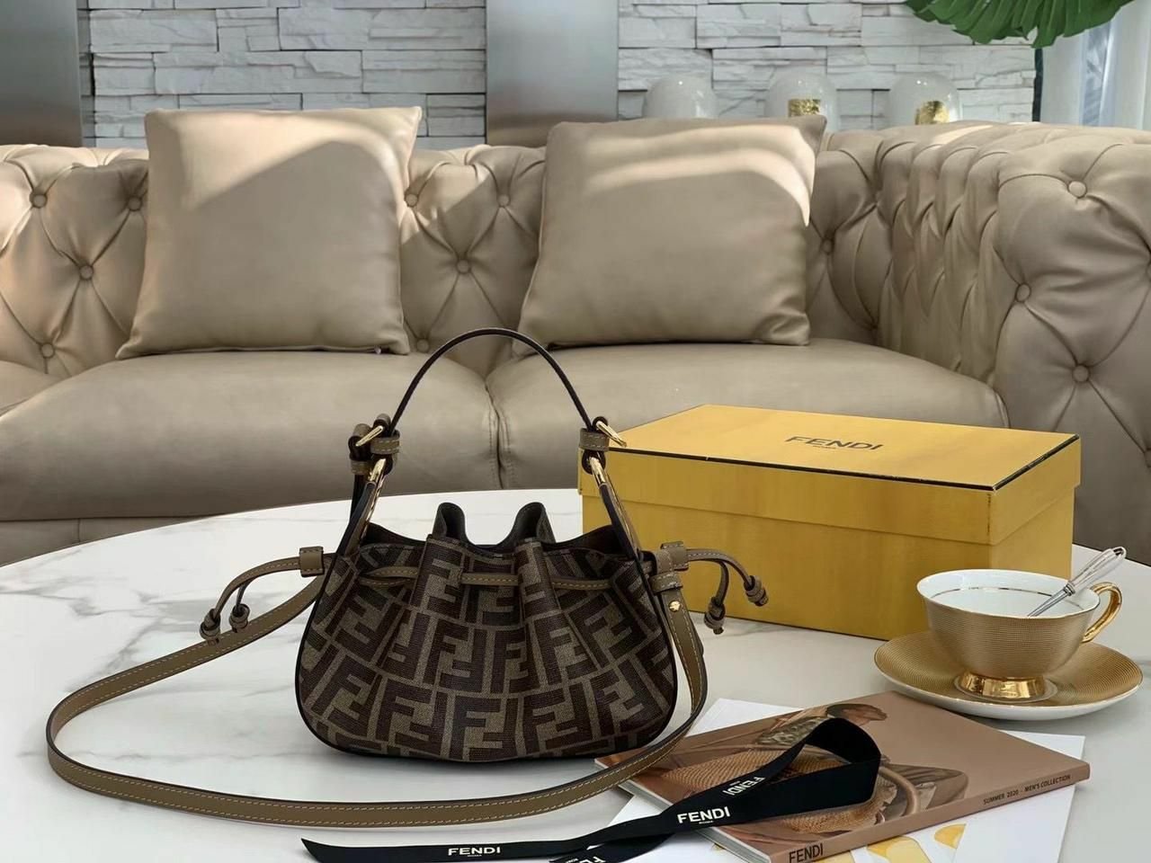 Fendi Pomodorino Mini Leather Bucket Bag Fendi Pomodorino Mini Leather Bucket Bag