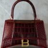 Balenciaga Hourglass Small Croco-Effect Top Handle Bag