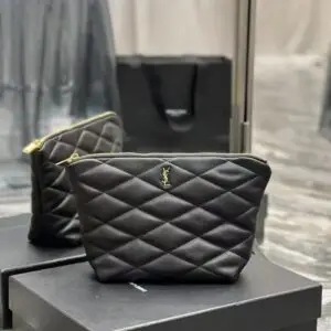 YSL Quilted Lambskin Pouch Clutch Bag