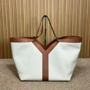YSL Y Tote in Canvas & Leather