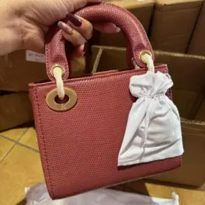 DIOR Red Lizard Small Lady Tote
