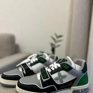 LOUIS VUITTON Denim Leather Trainer Sneakers