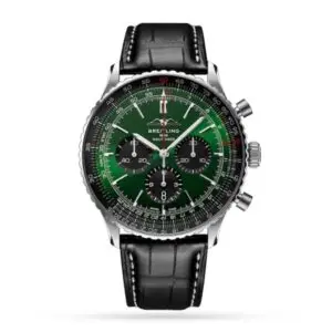 Replica Breitling Navitimer Men Automatic Green Alligator Watch AB0137241L1P1