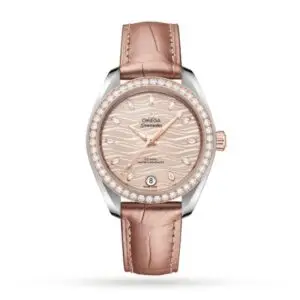 Replica Omega Seamaster Aqua Terra Women Automatic Beige Leather Watch O22028342059001